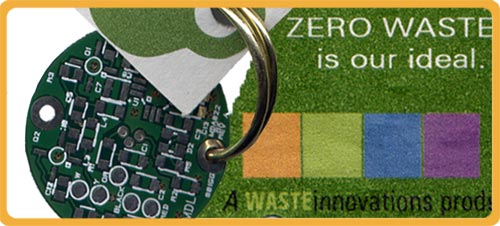 STIRgrafik design for a promotional key-fob promoting WASTE Innovations